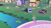 Spike looks on the destruction he had caused S02E10