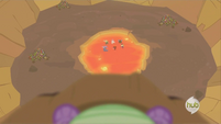 What's wrong Spike? You afraid the lava will hurt your soft pony hide?