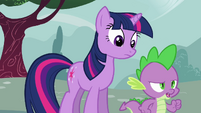 Spike walking towards Pinkie S3E03