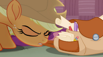 Applejack grabbing Twilight's bag MLPRR