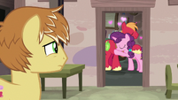 Feather Bangs watches Big Mac and Sugar Belle cuddle S7E8