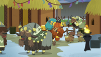 Prince Rutherford surrounded by happy yaks S7E11