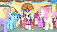 201px-Rarity eyes other ponies suspiciously S01E22
