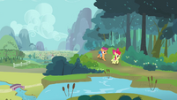 Apple Bloom and Scootaloo walking S3E06