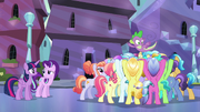 Crystal Ponies cheering for Spike S6E16