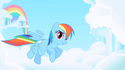 Rainbow Dash's floating feathers.