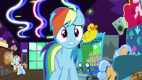 Rainbow Dash looking at all the old ponies S8E5