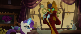 Rarity adds gold buttons to Capper's jacket MLPTM