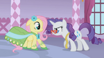 Rarity backing Fluttershy into a corner S1E14