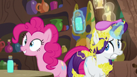 Rarity nervously listens to Zecora's story S7E19