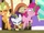 AJ, Rarity, and Pinkie struggling to exit the door S6E22.png