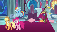 Discord hops out of his bed of pillows S9E2