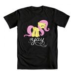 WeLoveFine.com "Yay Fluttershy" shirt (men's, black) depicting Fluttershy