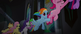 Mane Six and Spike take off into the air MLPTM
