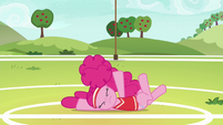 Pinkie Pie falls over onto the ground S6E18