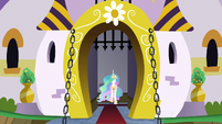 Princess Celestia saunters on a sojourn S9E13