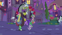 Spike and Discord in Ponyville at night S8E10