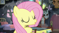 Fluttershy blows dust off of Meadowbrook's journal S7E20