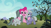 Pinkie Pie sadly holding her sisters S8E3