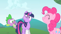 Spike asks Pinkie if her tail is still twitching S1E15