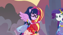 Twilight Sparkle and Sunset Shimmer hugging EGFF