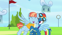 Windy Whistles hugging Rainbow Dash S7E7