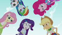 Main cast glaring at Rarity EG