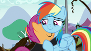 Rainbow Dash hugging Scootaloo back S8E20