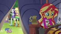 Rarity and AJ outside Sunset's tent EG4