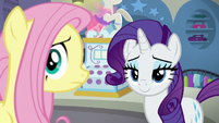 Fluttershy and Rarity hear a customer enter S8E4