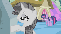 Grey Rarity admiring rock S2E2