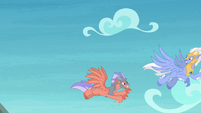 Hippogriff chases Sky Beak through the sky S8E6