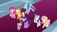 Mane Six and Spike gasp in shock S9E1