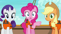 Rarity, Pinkie, and Applejack hear Twilight S6E22