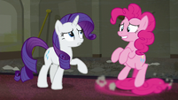 Rarity --at the Party Palace upstairs-- S6E9