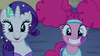 Rarity and Pinkie Pie grinning S5E21