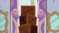 Stack of crates outside Twilight's office S8E16