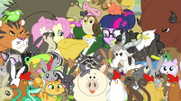 Twilight and Fluttershy in a sea of animals EG3b