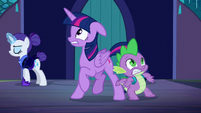 Twilight and Spike taking in the castle S5E26