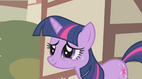 Twilight's nervous smile.