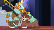 Yona hugging Rockhoof's leg S8E21