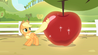 Applejack cleans the apple with her tail S4E07