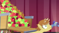 Cart of apples falling on top of Feather Bangs S7E8