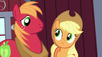 Big Mac and Applejack look at each other S5E17