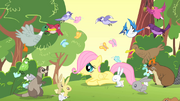 Filly Fluttershy surrounded by her new friends S1E23