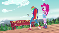 Pinkie Pie and Rainbow Dash construct a new bench EG4