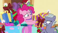 Pinkie Pie holding Twilight's present MLPBGE
