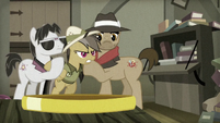 Biff and Withers restraining Daring Do S9E21