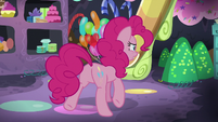 Pinkie Pie walking away from Mudbriar S8E3