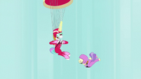 Princess Celestia pulls her parachute S9E13